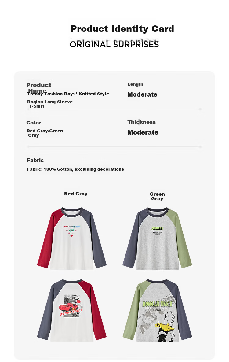 Disney Boys' Long Sleeve T-Shirt Children's Cotton Spring 2026 New Autumn Cartoon Fashion Top 5