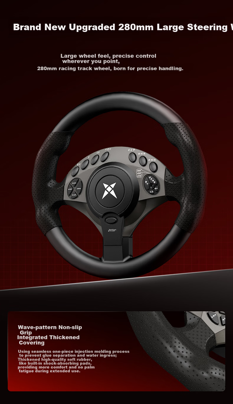 KETENG 900-Degree PC Racing Wheel Simulator for Euro Truck Simulator 2, American Truck Simulator, Forza Horizon 5, Dirt, Assetto Corsa Gaming Simulator 5