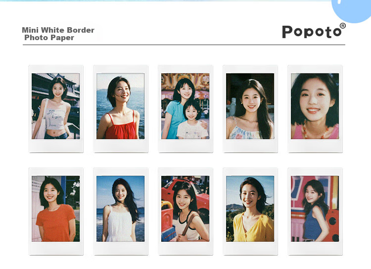 POPOTO Instant Film Set Color Mini Instant Camera Compatible Film (Foil Packaging) 10 White Border Sheets + 1 Transparent Protective Case 2