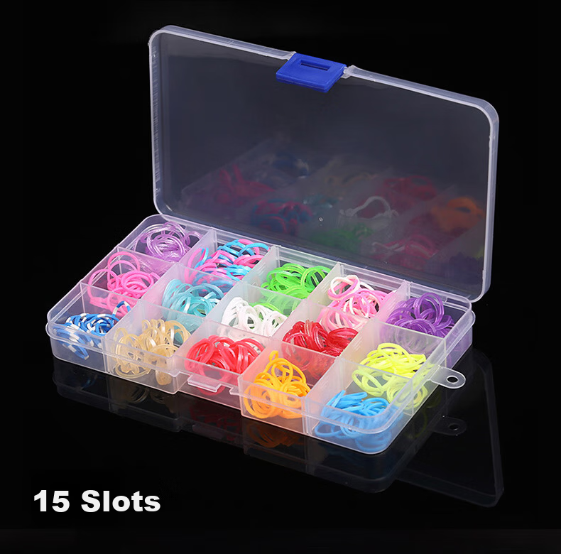 Chaoji Jia Pin Multi-Compartment Storage Box, Transparent with Lid, Divided Plastic Container for Screws And Parts, Tool Organizer, Sorting Box, 15 Compartments 15