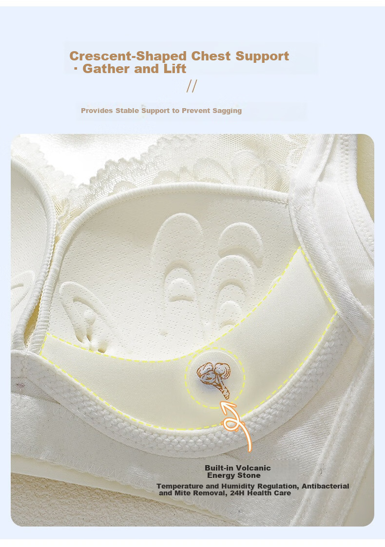 Mankejiao Wireless Push-Up Bra for Women, Minimizes Large Bust, Gathers Small Bust, Side Support, Anti-Sagging, Adjustable, Magnetic-Free, Lifting Bra 4