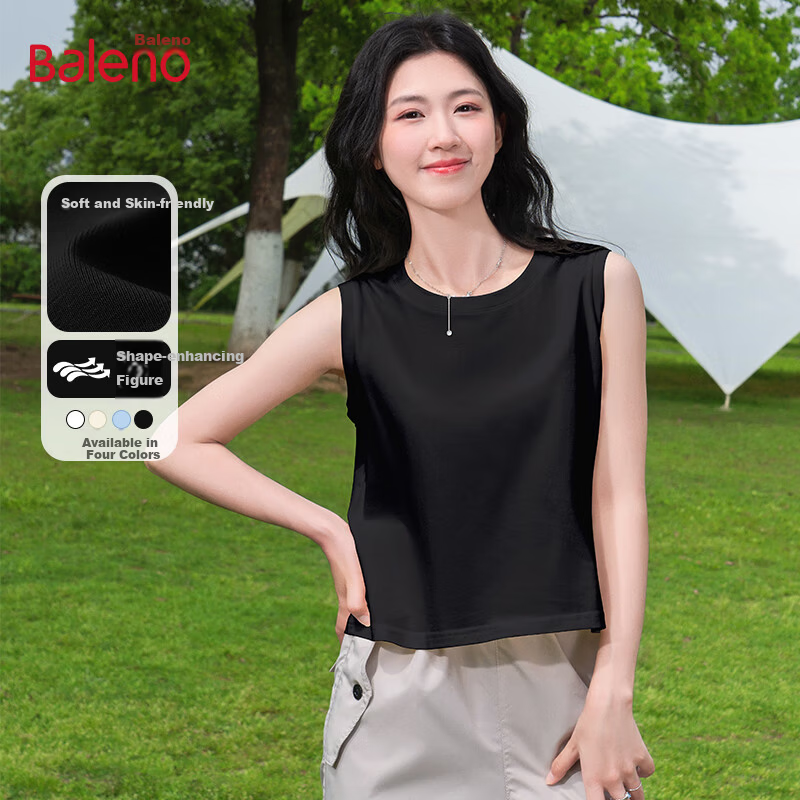 Baleno Women's Pure Cotton Sleeveless Vest Summer Outerwear 2026 New Loose Casual Basic Tank Top