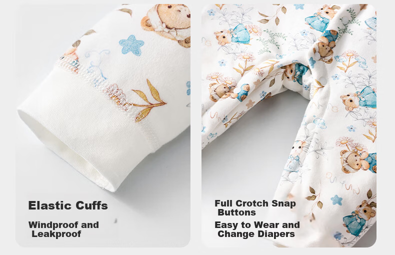 OUYUN Baby Romper Spring Autumn Four Seasons Newborn Jumpsuit Full Moon Crawling Suit Hamster + Flower Wall 73cm 27