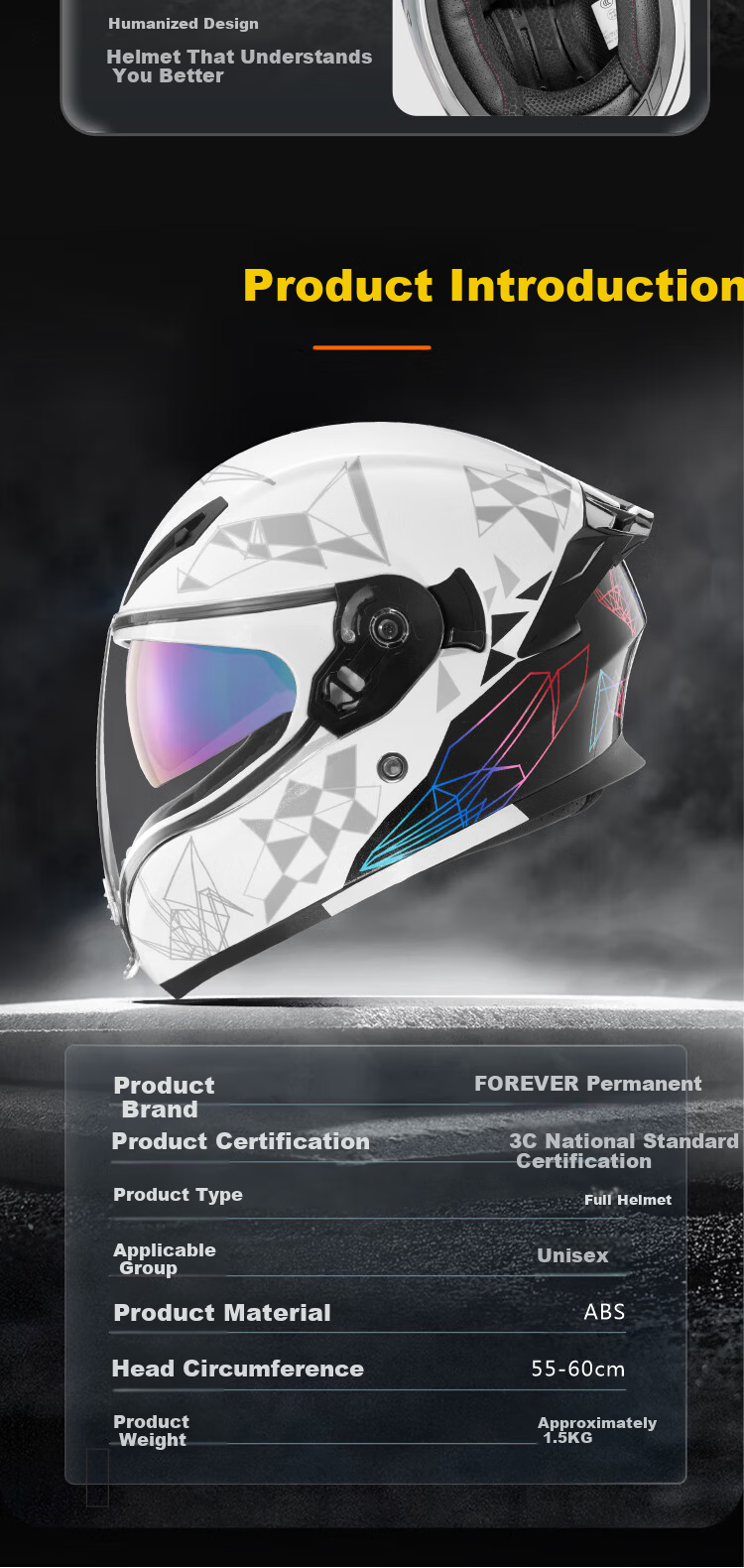 Forever 3C Certified Motorcycle Helmet Unisex Electric Vehicle Full Face Helmet Dual Lens Safety Cap ZKK999 Matte Black Speed [Anti-Fog Outer Lens + Colorful Inner Lens] 10