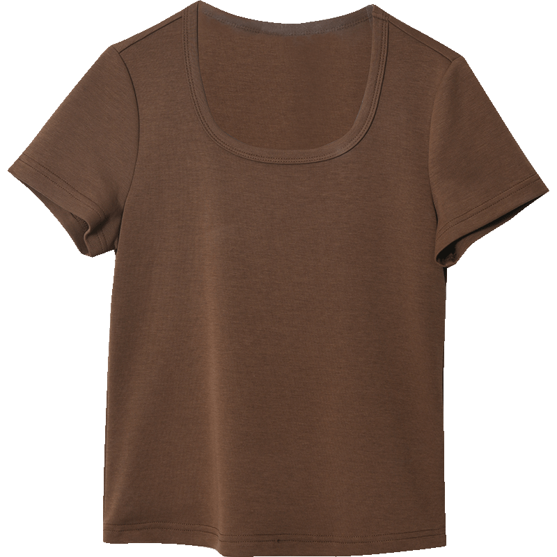 Mishow [] Women's Square Neck Short Sleeve T-Shirt 2026 Spring Summer New High-End Crop Top