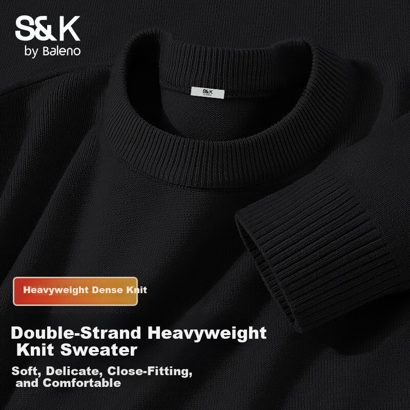 Baleno S&K Series Crew Neck Knit Sweater Men Autumn Winter Casual Simple Versatile Heavyweight Loose Fit Men's Sweater 9
