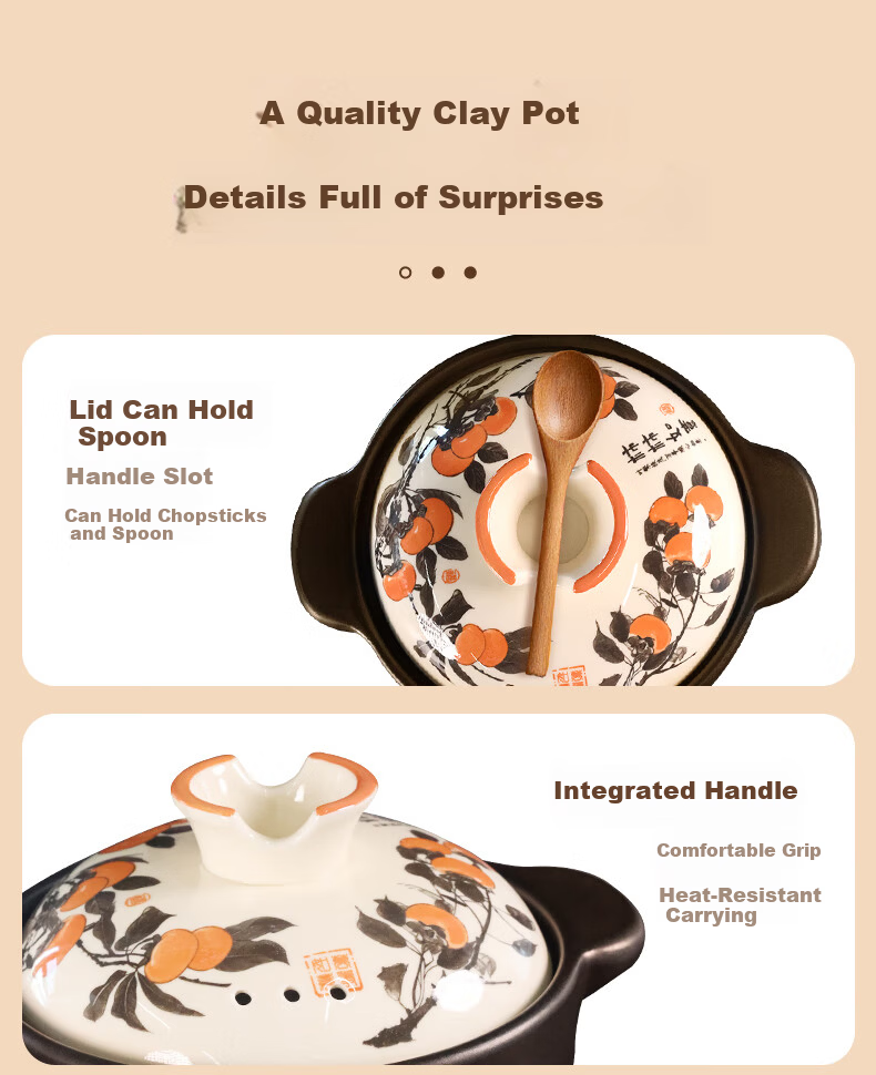 Quanpinwu Ceramic Clay Pot Soup Cooker Gas Stove Safe High-Temperature Resistant 3-4 Person Stew Pot Porridge Cooking Casserole 13