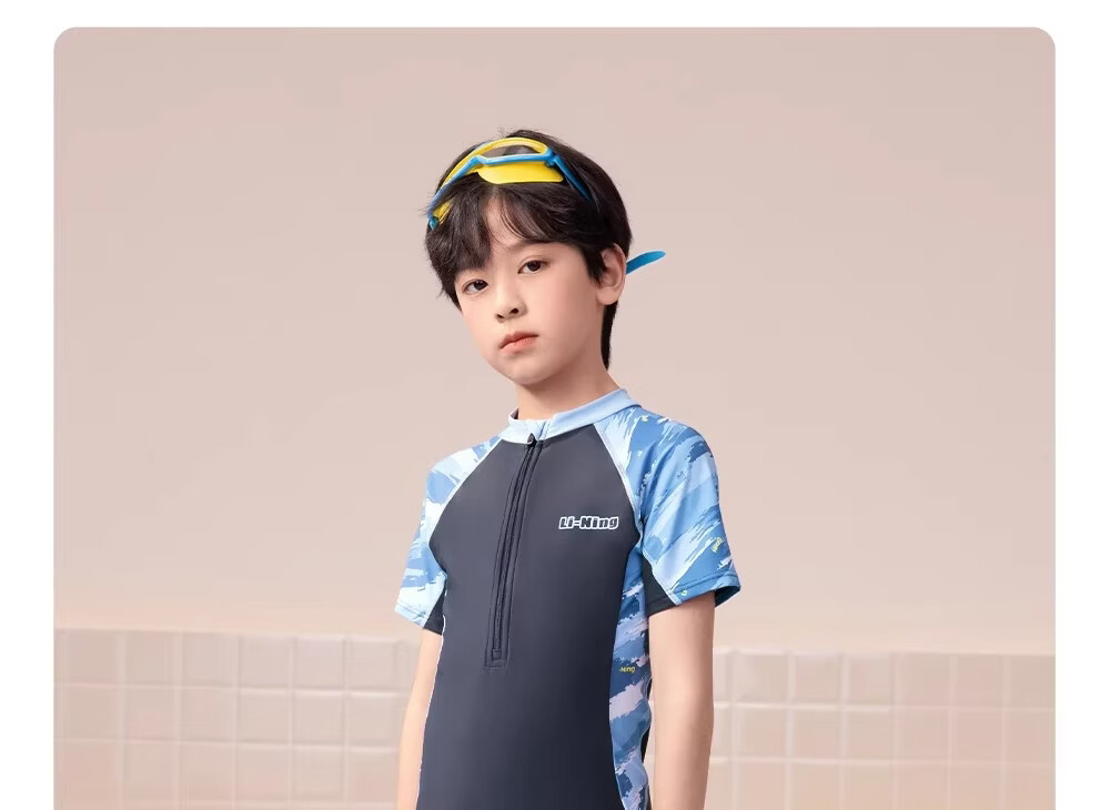 LI-NING Kids Boys One-Piece Swimsuit Youth 2026 New Professional Training Swimwear 28