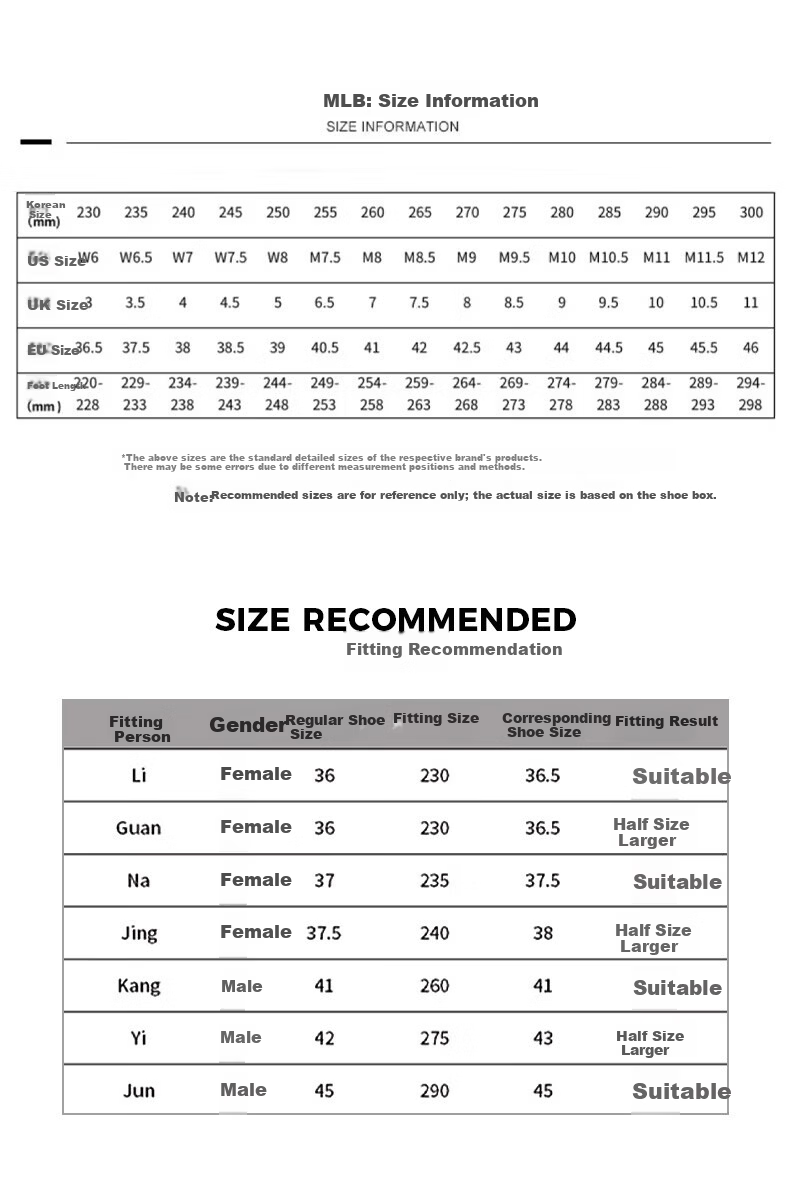 MLB Shoes Unisex Birthday Gift Sneakers Senior Shoes Women's Shoes Sports Shoes 3ASXCA12N-50IVS-240 10