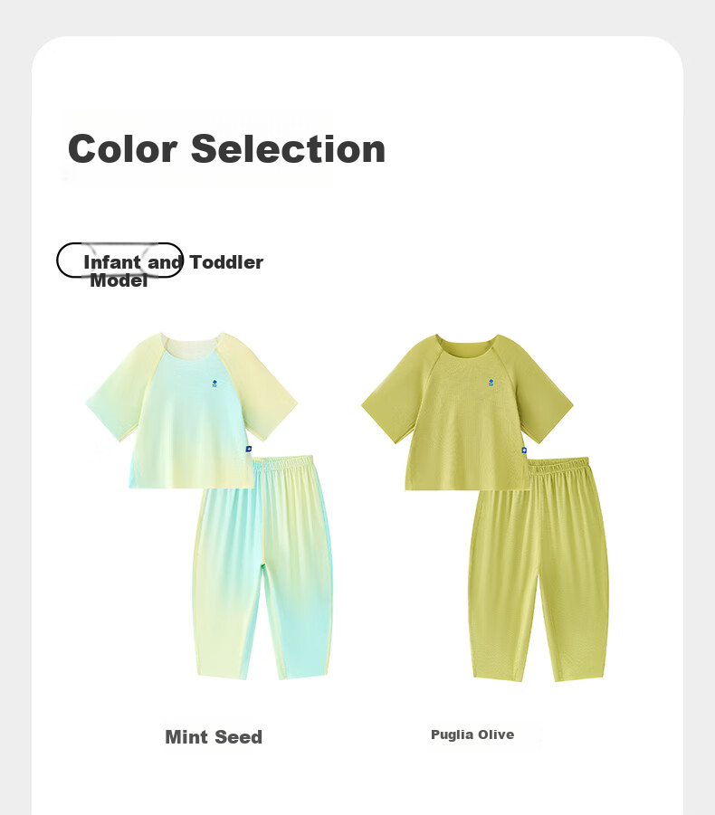Babycare Children's Natural Cool Spring and Summer Home Mid-Sleeve Adjustable Baby Loungewear Set Mint Seed 100 11