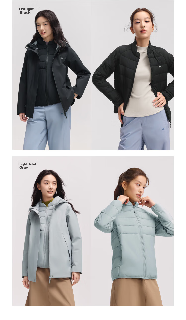 Beneunder Women's 3-in-1 Mountaineering Fleece Jacket Outdoor High Warmth LS101 Dusk Black M 25