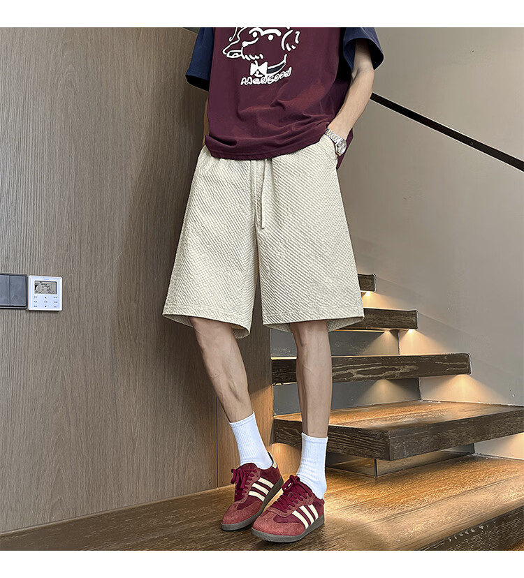 NASA GISS Men's Summer Shorts Lightweight Pleated Quick-Dry Loose Fit Breathable Straight-Leg Five-Point Pants Apricot 5XL 10