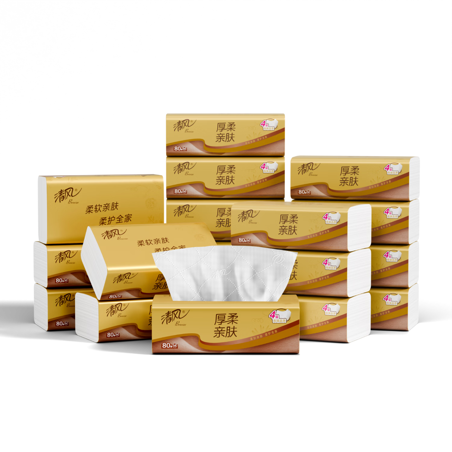 APP Facial Tissues, Thick And Soft 4-Ply 80 Sheets*18 Packs M Size, Gentle on Skin Non-Irritating Toilet Paper Tissue, Facial Tissues, Whole Box