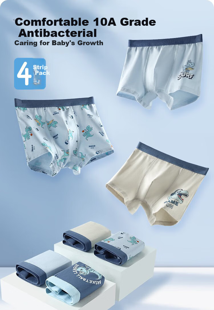 Bingxue Kapok Boys' Cotton A-Class Boxer Briefs 10A Antibacterial Four-Season Kids' Underwear for Older Boys 1