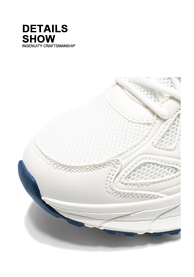 Warrior Official Men's Summer Sports Shoes Mesh Breathable Running Shoes White Dark Blue Size 39 3