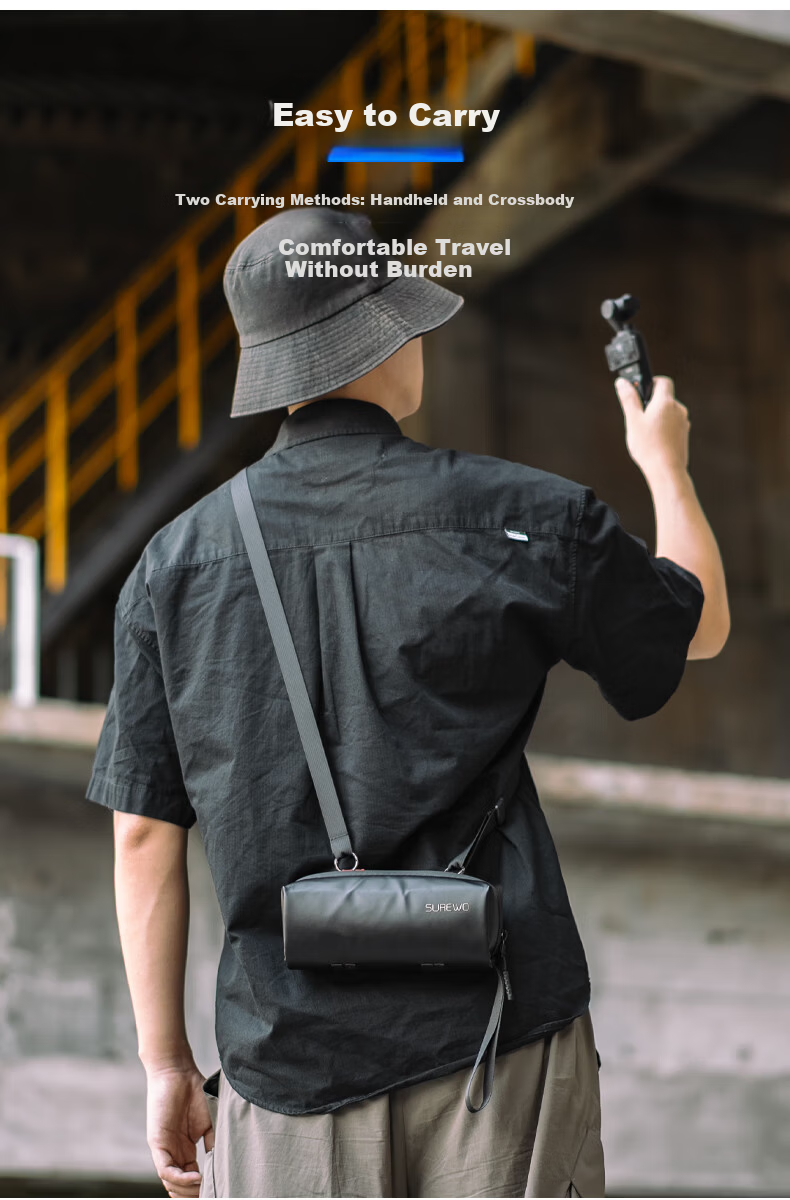 SUREWO Shoulder Bag for DJI Pocket 3/2, Portable Storage Case for Osmo Pocket 3rd Gen Camera, Waterproof Handheld Single Shoulder Protective Accessory Bag 4