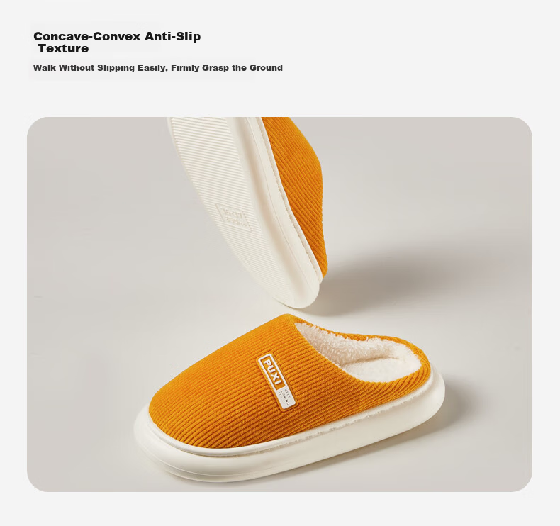 Puxi Winter Corduroy Men's Indoor Cotton Slippers Warm Fleece Thick Sole Couple Home Light Green 40-41 9