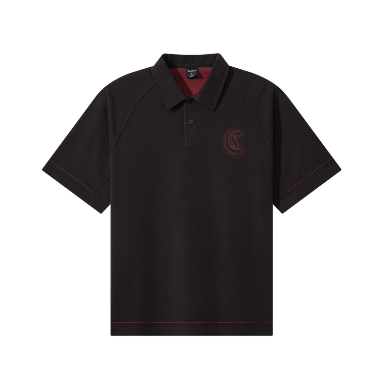 CABBEEN 100% Cotton Two-Tone Polo Shirt Men Low Saturation Vintage Burgundy 2026 Summer Breathable Short Sleeve Polo Shirt