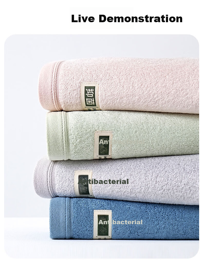 Bamboo 100 160g Thickened Bamboo Fiber Antibacterial Large Towel Absorbent Non-Shedding Adult Towel 35x76cm Blue 13