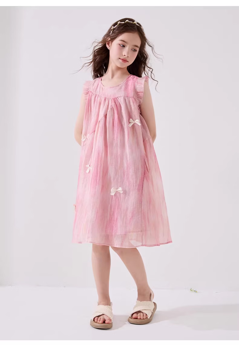 Disney Girls Summer Dress New Children's Tencel Chiffon Princess Dress EQ018 Yingluo Pink Size 130 11