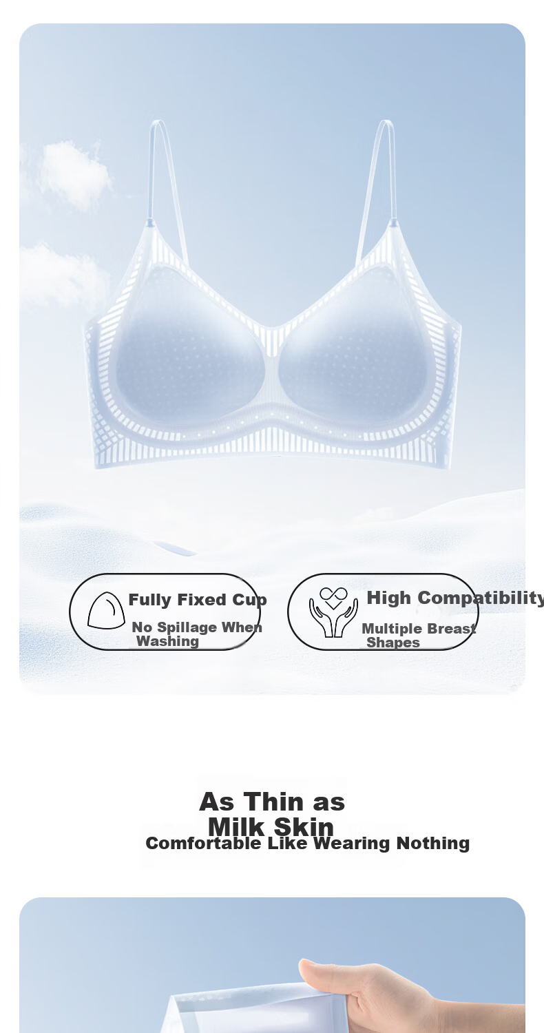 PBENO Women's Wireless Camellia Scented Push-Up Bra, Pink Beige, Size M (90-105 Jin) 7