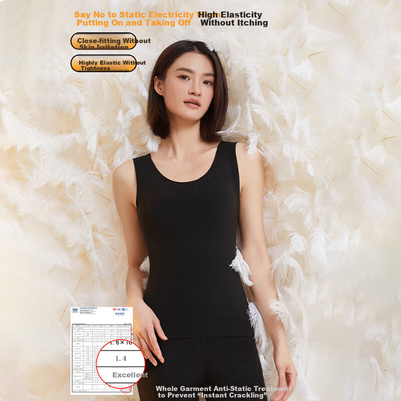 LangSha 90 White Duck Down Warm Vest Women's Winter 10A Antibacterial Camellia Oil Fleece Thermal Base Layer Top