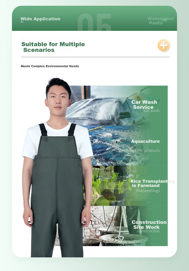 BOLOLANZHI Thickened Waterproof Overalls Rain Pants Water Shoes Full-body Waterproof Bib Pants Half-body Waders Customizable 9