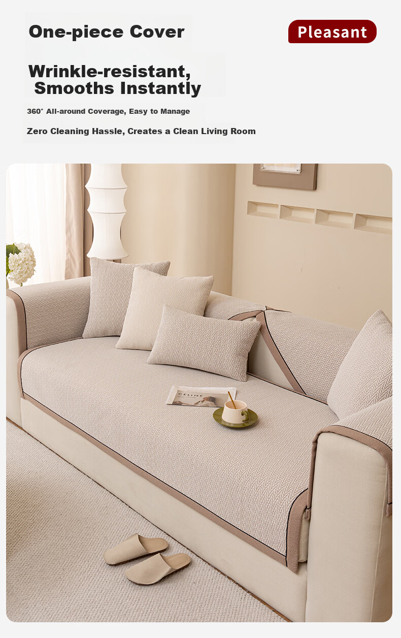 Wuyinliangpin Sofa Cover, High-Quality All-Season Non-Slip Throw Pillow, 90*240 Cm, Bose-Gray 12
