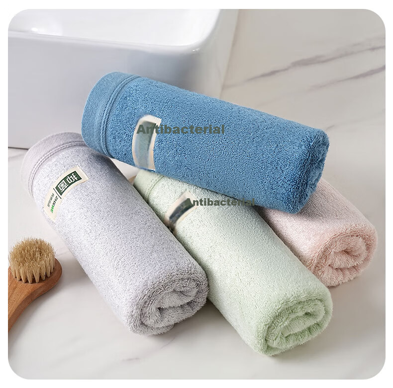 Bamboo 100 160g Thickened Bamboo Fiber Antibacterial Large Towel Absorbent Non-Shedding Adult Towel 35x76cm Blue 15