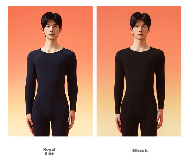 MINISO Men's Thermal Underwear Set Autumn Winter Wool Silk Heating Fleece Crew Neck Top and Bottom 9