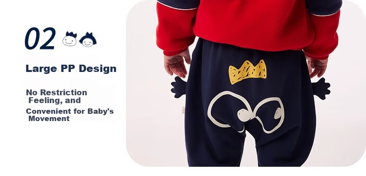 Allo&lugh Kids Knit Cartoon Casual Fleece-lined Long Pants Navy Blue Size 100 18