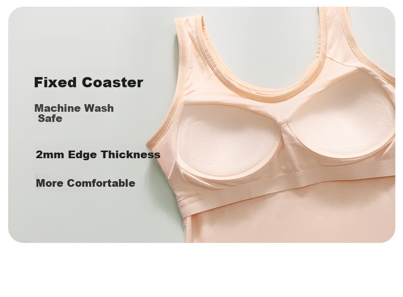 Seamless U-Neck Tank Top for Women Summer No-Bra Slim Fit Skin-Friendly Solid Color Sleeveless T-Shirt 6