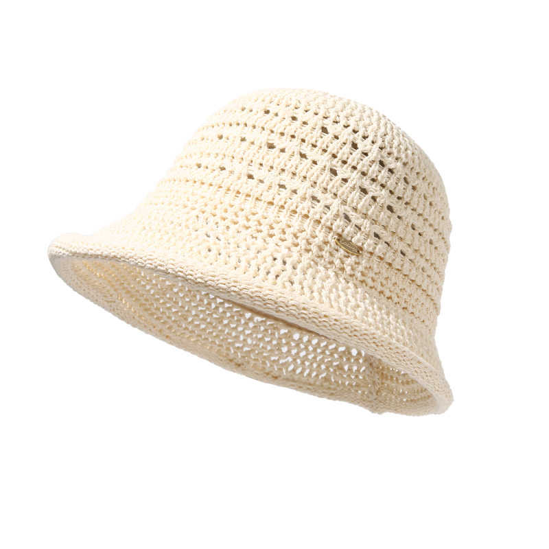 CACUSS Hollow Weave Sun Hat for Women Summer Outdoor Sun Protection Vintage Breathable Fisherman Hat Beige