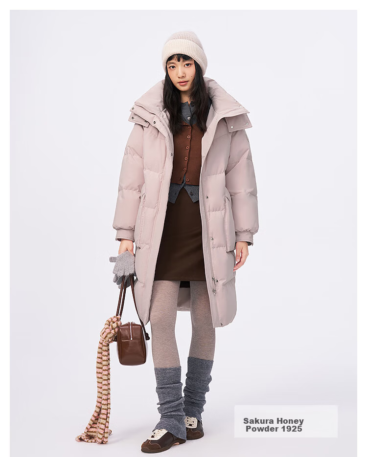 BOSIDENG Off-Season Women's Winter Down Jacket Loose Mid-Length Casual Thickened Removable Hood Stand Collar Casual Coat 12