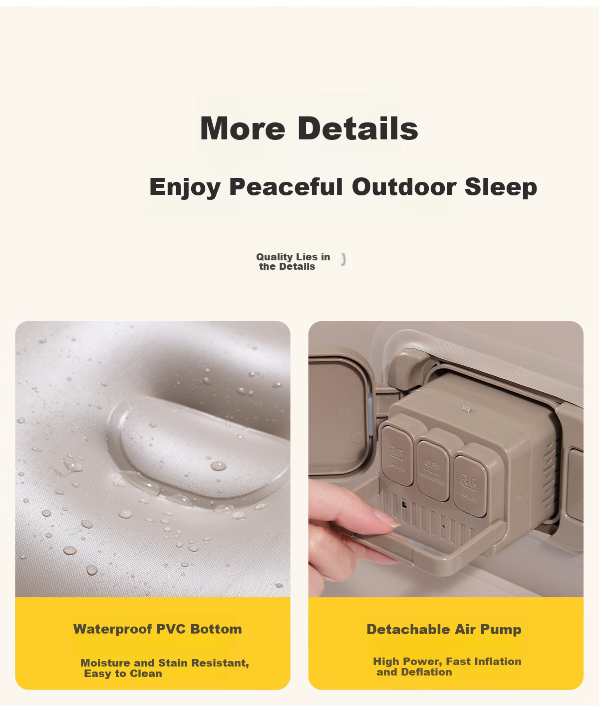 CAMEL Automatic Inflatable Mattress with Built-In Pump, Heightened Inflatable Bed, Outdoor Camping Sleeping Pad 174BJ37703 Sand Color 20