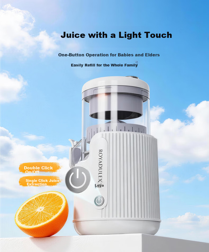 Loya Juicer Pulp Separation Fully Automatic Small Household Juicer Electric Orange Juicer Portable Wireless No-Filter Press Juicer White (Double Screw Press) 9