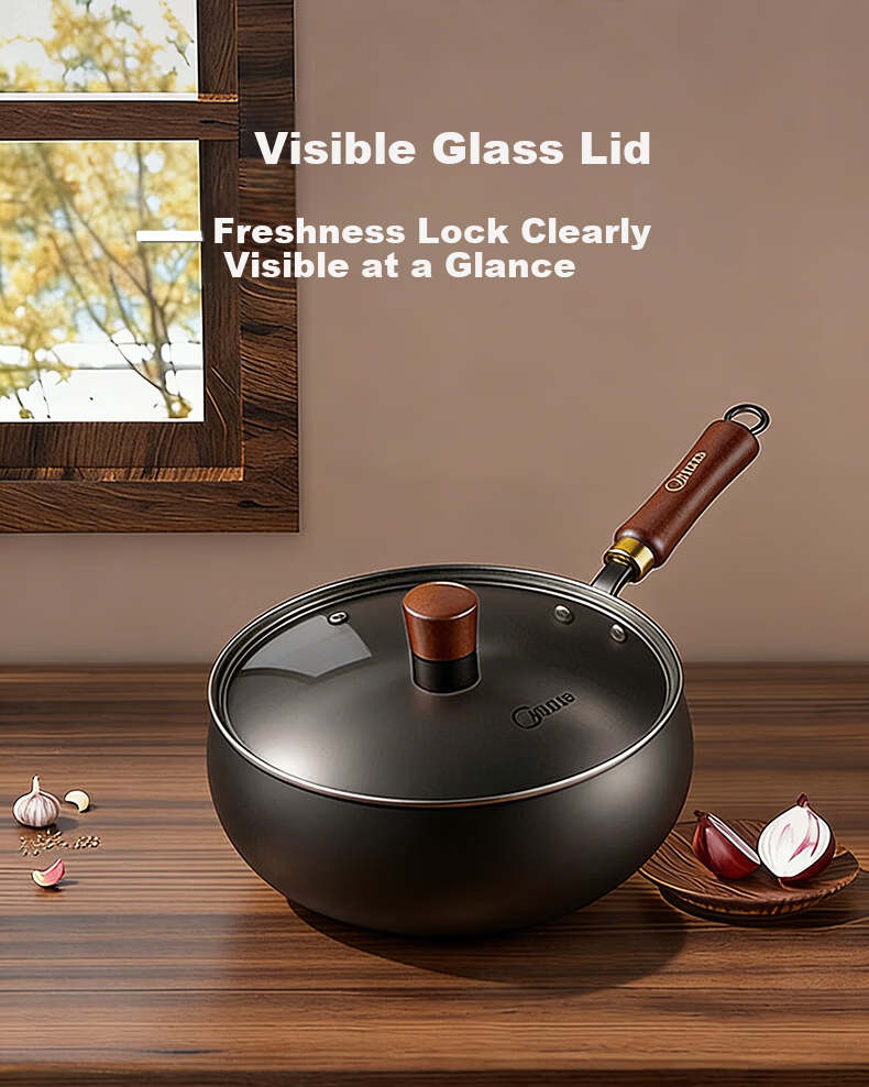 Midea Large Capacity Non-Stick Iron Wok Stir-Fry Pan Pumpkin Pot Compatible with Induction and Gas Stoves Rust-Resistant 11
