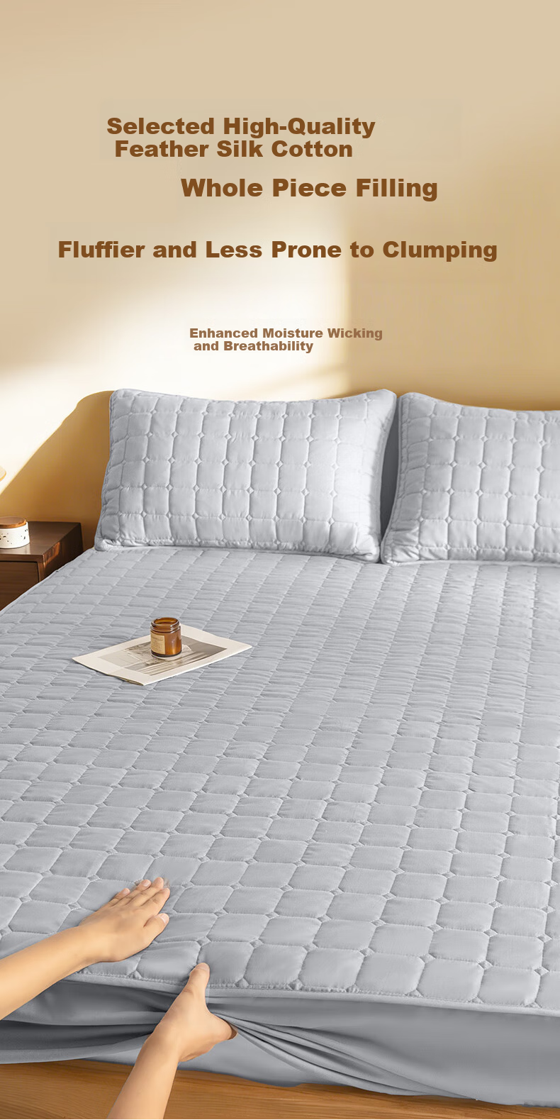 CROWN 1.8x2m Winter Thickened Quilted A-Class Full Coverage Fitted Sheet Anti-Slip Mattress Protector Cover 4