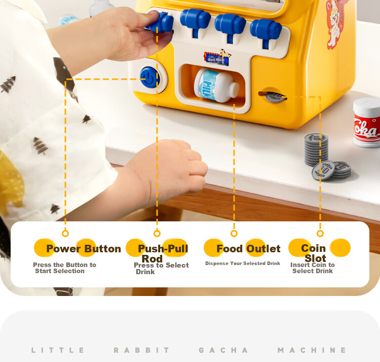 Mama Treasure Twin Beverage Vending Machine Toy Automatic Coin Operated Educational Toy for Children Girls Boys Role Play Gift Age 3-6 13