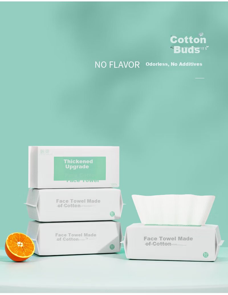 COTTON SHOOTS Disposable Cotton Facial Wipes Thickened Portable Pack 10 Sheets*1 Pack 12