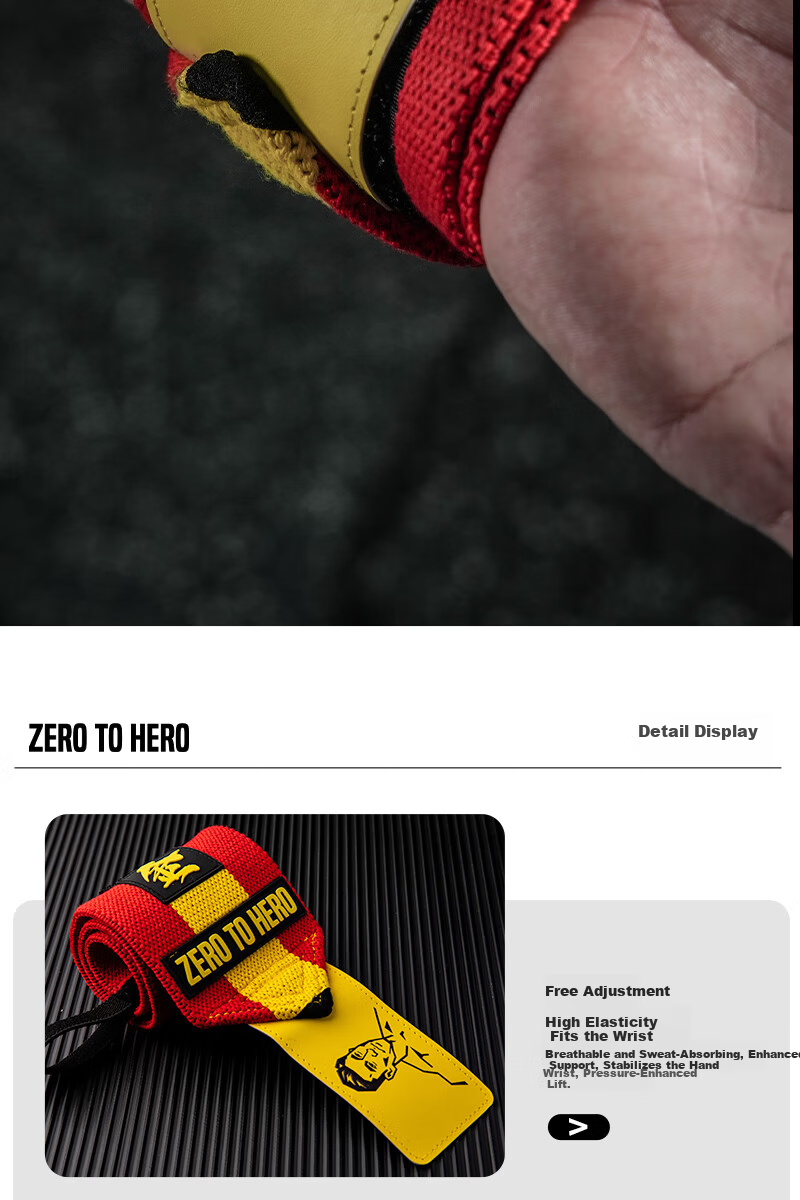 ZERO TO HERO Wrist Support Jinshicheng Collaboration Wrist Wraps Fitness Bench Press Training Deadlift Compression Anti-Sprain Assistance 11