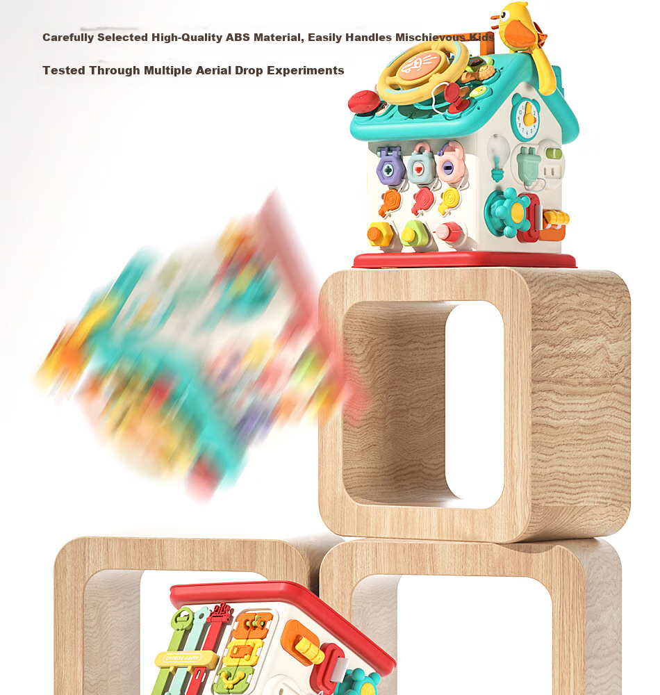 Xinge Montessori Busy Board Baby Educational Lock Toy Early Learning Activity Table Gift for Boys and Girls with Cake Box 18