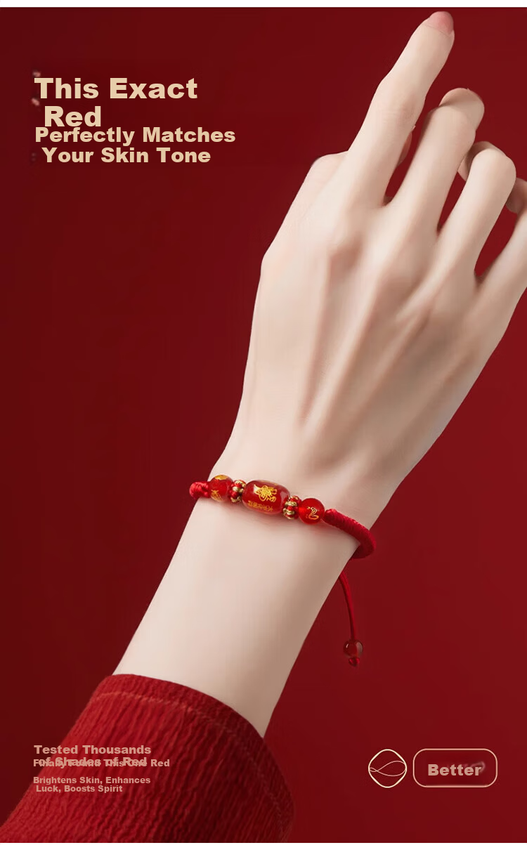 Hongliangyuan 2026 Year of the Horse Red Rope Bracelet Tai Sui Woven Bracelet Three Harmony Zodiac Beads Men's Agate Amulet 6