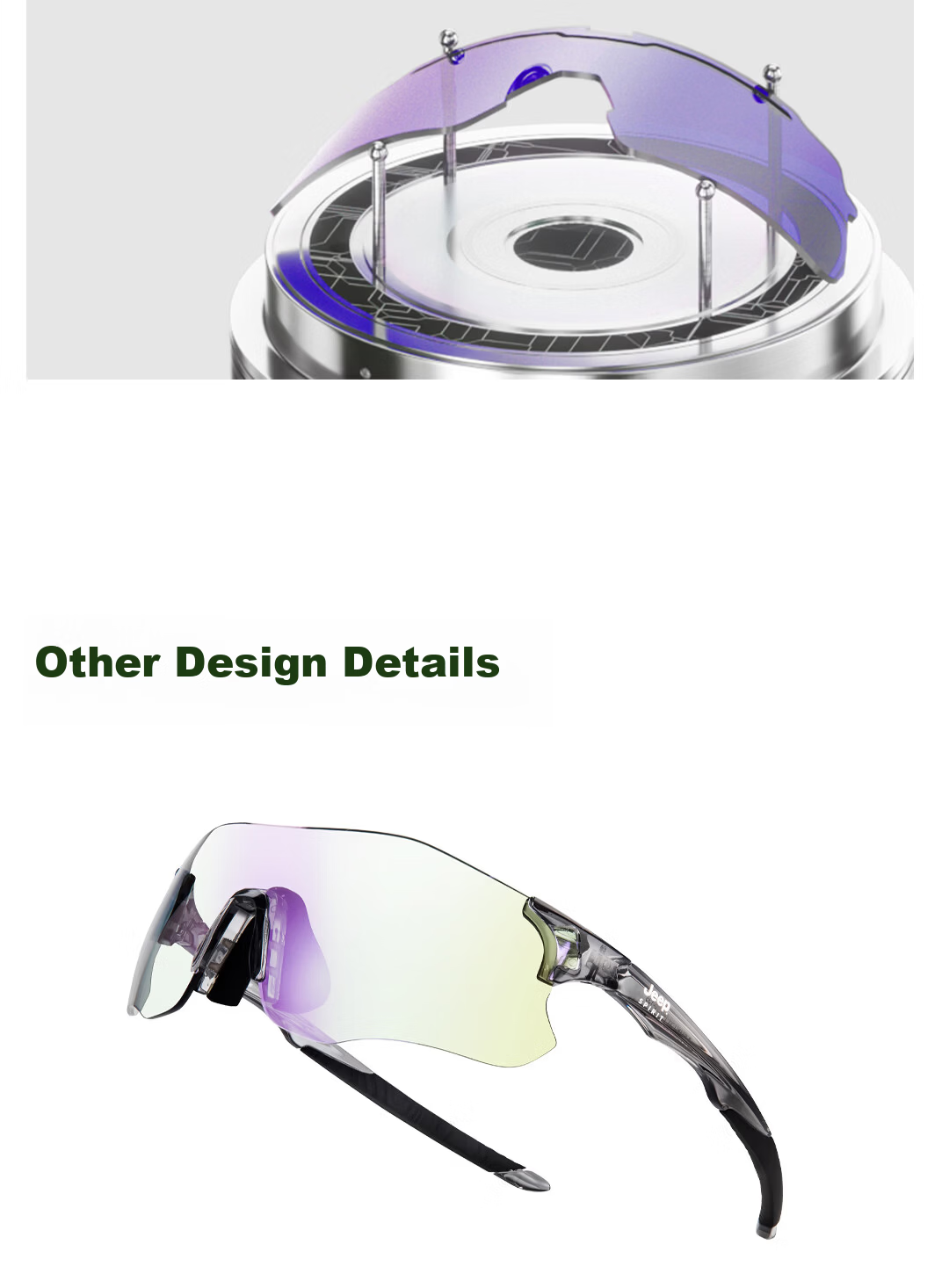 JEEP SPIRIT Cycling Running Sunglasses Unisex Marathon Outdoor Sports UV Protection Windproof Anti-Fog Day and Night Use 15