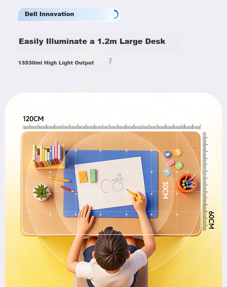 Dell Vertical Eye-Care Floor Lamp Full Spectrum 130W Children's Student Reading Desk Lamp Bedroom Bedside Light 16