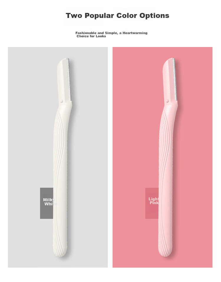 UPLUS Eyebrow Razor with Imported Stainless Steel Blades, 4 Pieces, White + Pink 2