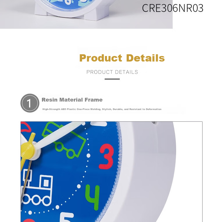 RHYTHM Student Alarm Clock Cute Creative Children's Bedside Clock 9.3cm Dark Blue CRE306NR77 Back to School Season 12