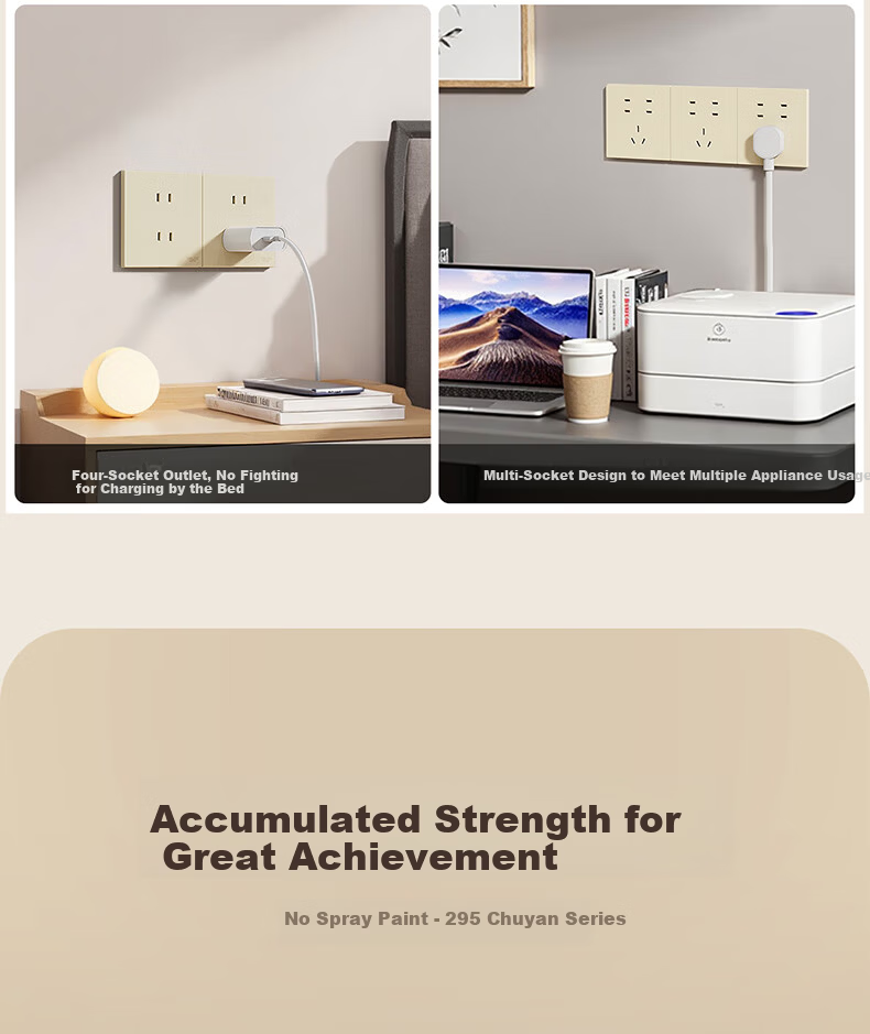 DELIXI Switch Socket CD295 Ultra-thin Matte Frosted Large Panel 86 Type Concealed Silver Osmanthus Yellow Angled Five-hole 10 Pack 27