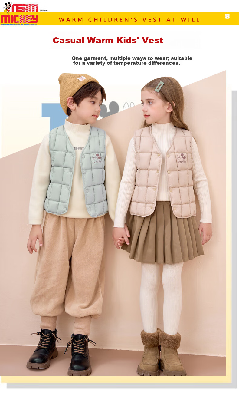 Disney Kids Cotton Vest Spring Autumn Winter Boys Girls Inner Wear Casual Outerwear Blue 150 6