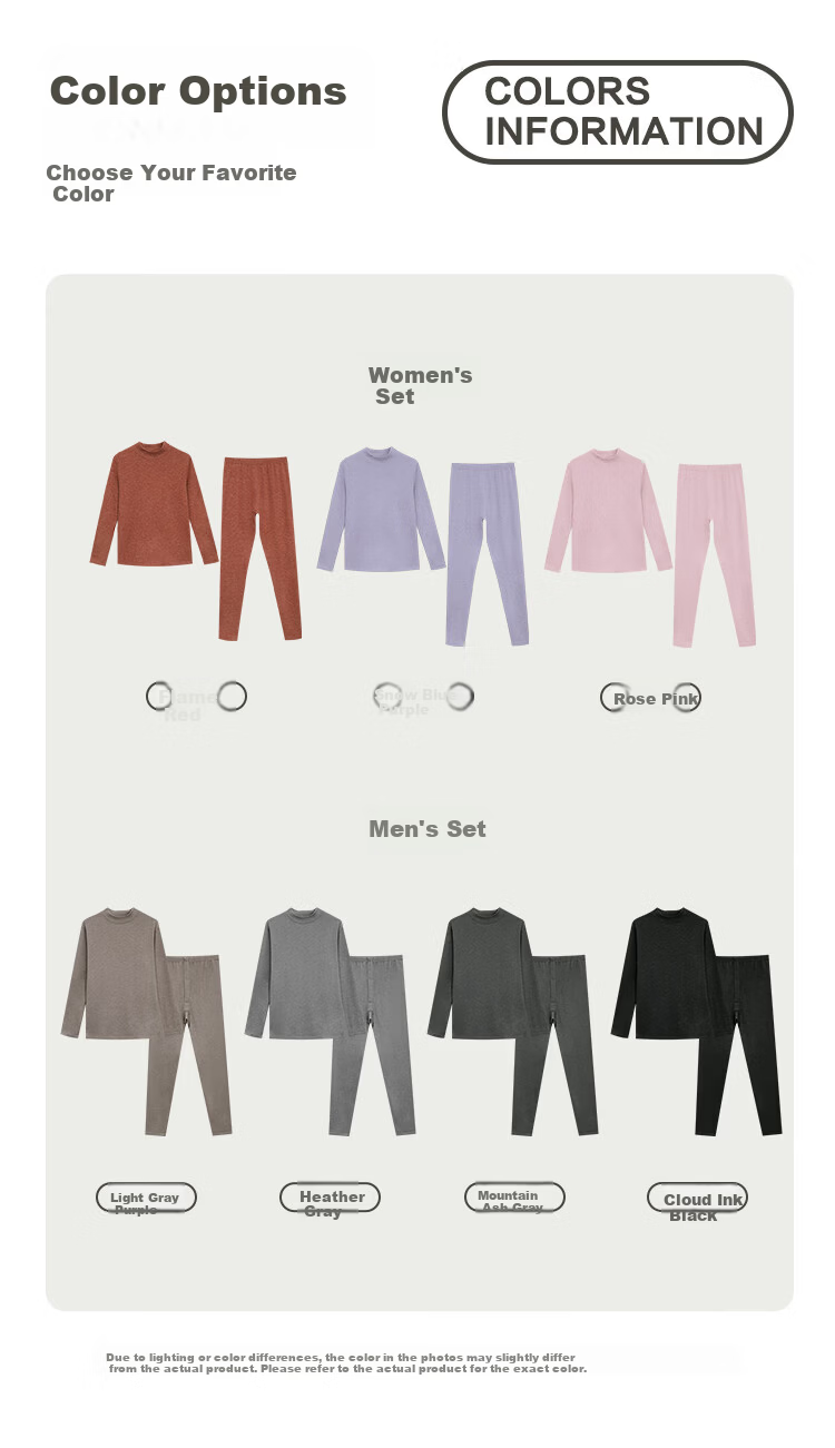 Hongdou Women's Thermal Underwear Set with Cashmere and Mulberry Silk, Semi-Turtleneck Brushed Base Layer Autumn Top and Bottom Set 10